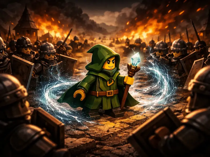 Magier in Brickania: Krieg um die Krone bei einer Schlacht Magier in Brickania: Krieg um die Krone bei einer Schlacht