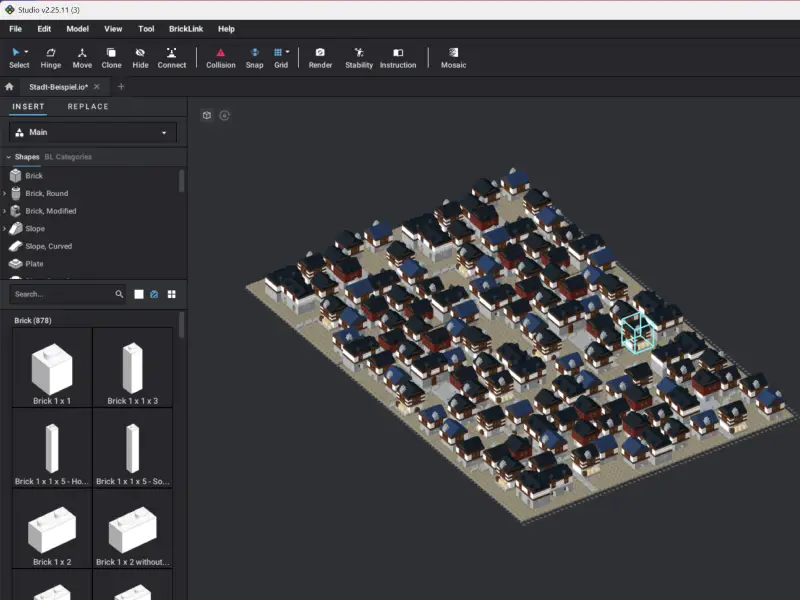 Brickania LEGO Microscale Format mit Bricklink Studio umgesetzt