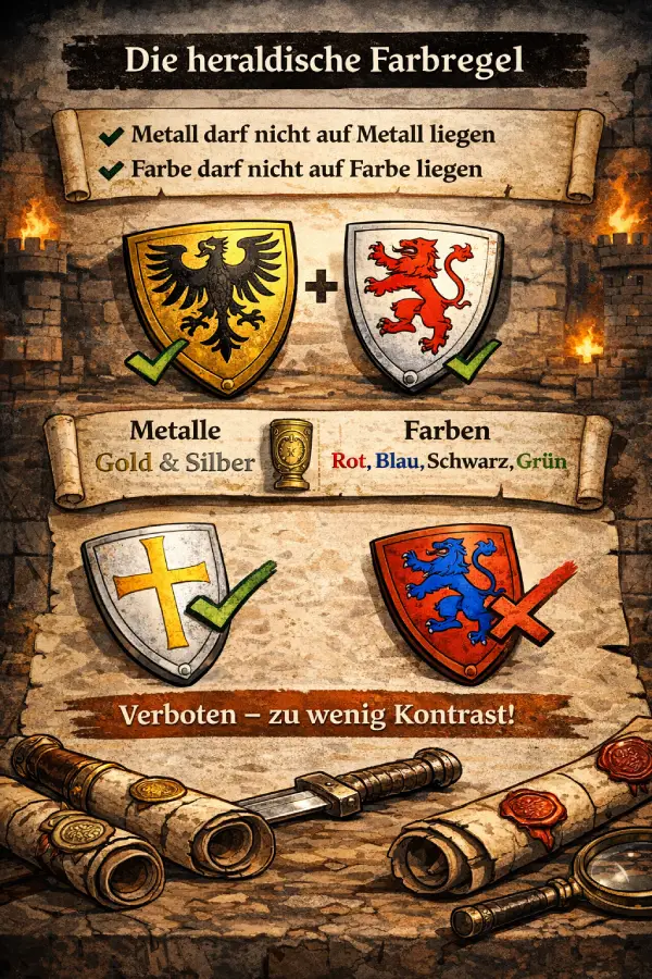 Die heraldische Farbregel – der wichtigste Grundsatz