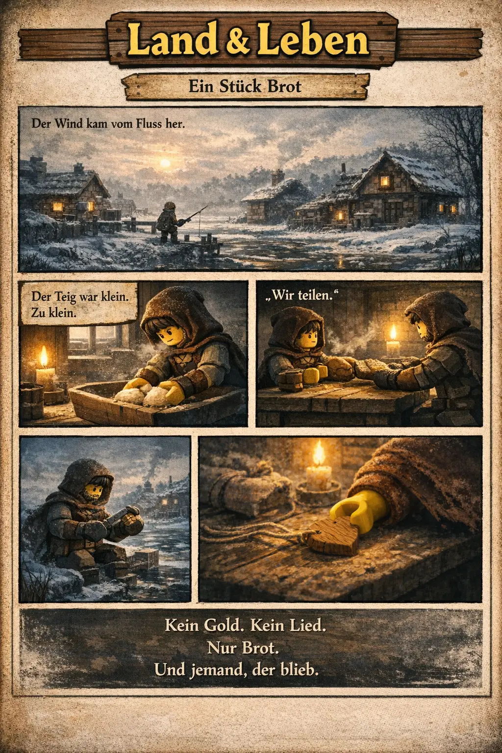 Valentinstag in Brickania bedeutet kein Schmuck und keine Rosen. Nur Brot, Kälte – und zwei Menschen, die teilen.