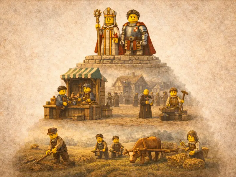 Brickania Exkursion: Gesellschaft & Macht im Mittelalter: Erläuterungsgrafik „Die mittelalterliche Ständeordnung“ Brickania Exkursion: Gesellschaft & Macht im Mittelalter: Erläuterungsgrafik „Die mittelalterliche Ständeordnung“