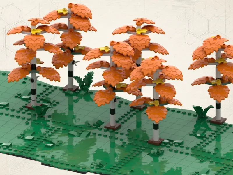 Brickania: Krieg um die Krone - kleiner Wald aus Birken im Herbst auf Hexfeldern