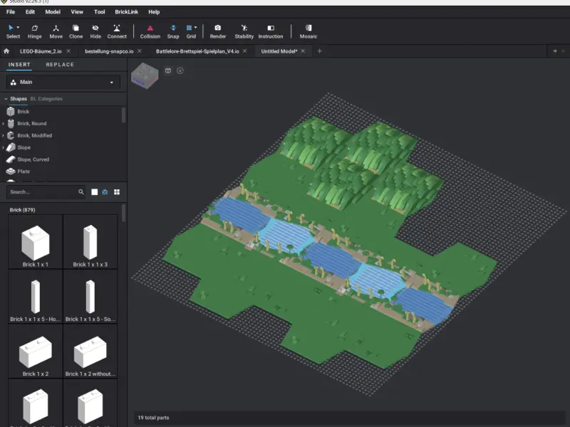 Brickania: Krieg um die Krone - Hexfelder als Grundlage des Schlachtfeldes in Bricklink Studio