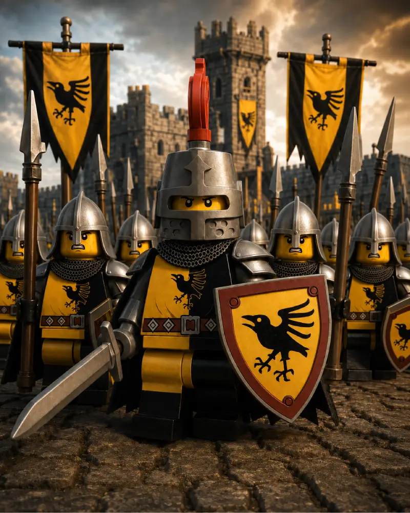 LEGO Krähenritter Die Krähenritter basieren auf dem Tournament Knight aus der LEGO Minifiguren Serie 20 (71027)